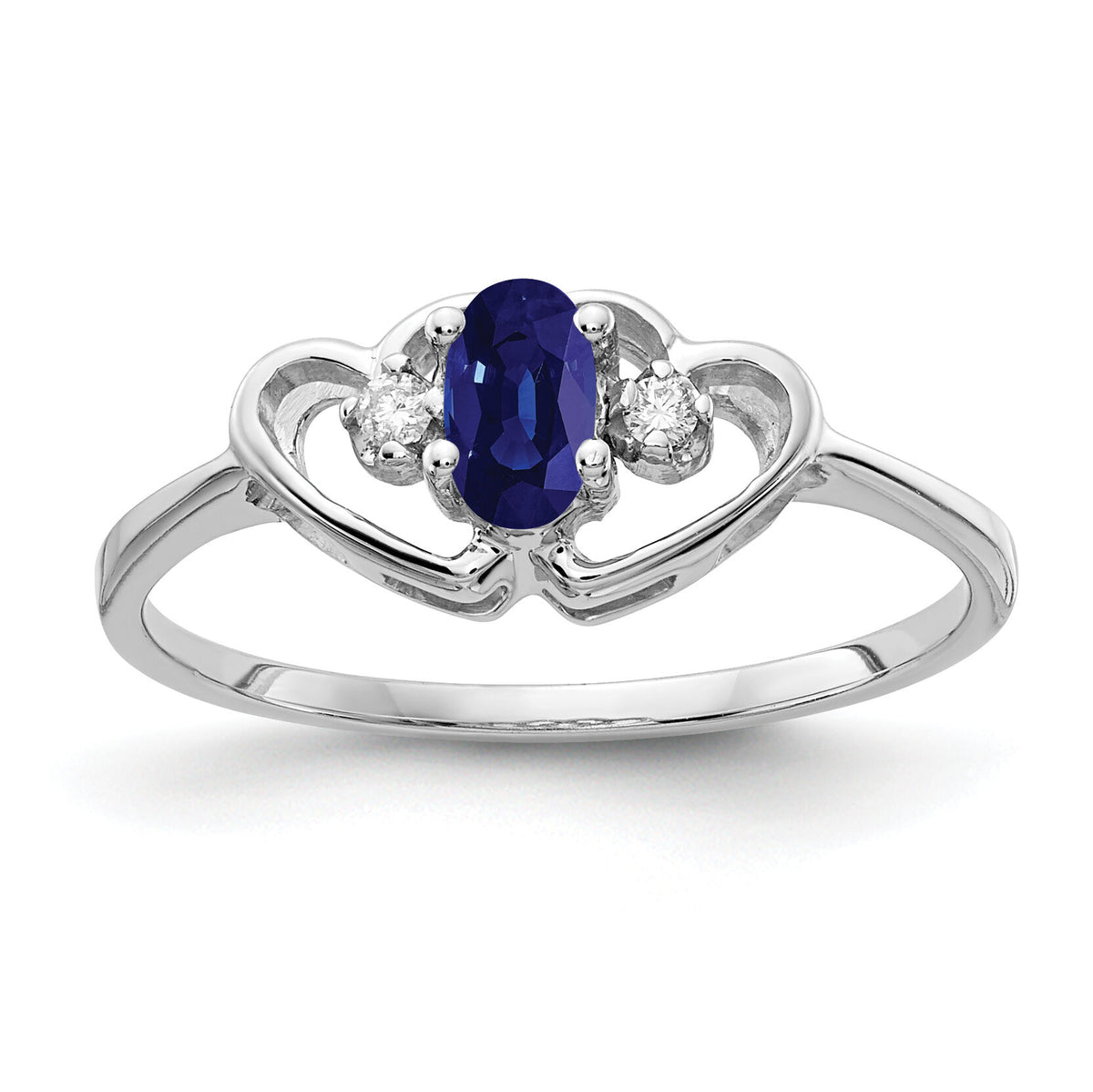 14k White Gold 5x3mm Oval Sapphire AA Diamond ring-X9719S/AA