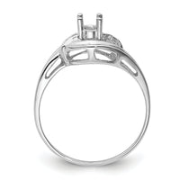 14k White Gold Polished .04ct. Diamond & 5x3 Oval Gemstone Ring Mounting-X9723