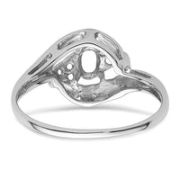 14k White Gold Polished .04ct. Diamond & 5x3 Oval Gemstone Ring Mounting-X9723