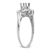 14k White Gold Polished .04ct. Diamond & 5x3 Oval Gemstone Ring Mounting-X9723