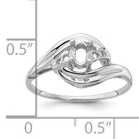 14k White Gold Polished .04ct. Diamond & 5x3 Oval Gemstone Ring Mounting-X9723