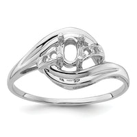 14k White Gold Polished .04ct. Diamond & 5x3 Oval Gemstone Ring Mounting-X9723