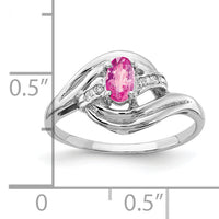 14k White Gold 5x3mm Oval Pink Sapphire AA Diamond ring-X9723SP/AA