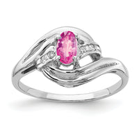 14k White Gold 5x3mm Oval Pink Sapphire AA Diamond ring-X9723SP/AA