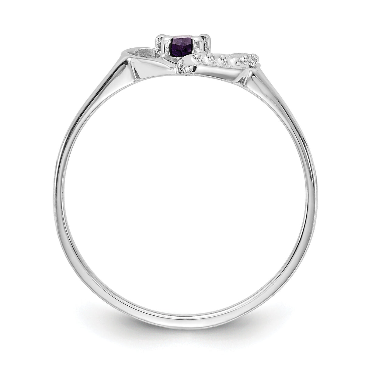 14k White Gold Polished .01ct. Diamond & 5x3 Pear Gemstone Heart Ring Mount-X9729