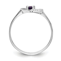 14k White Gold Polished .01ct. Diamond & 5x3 Pear Gemstone Heart Ring Mount-X9729
