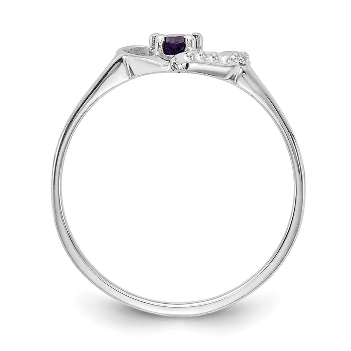 14k White Gold Polished .01ct. Diamond & 5x3 Pear Gemstone Heart Ring Mount-X9729