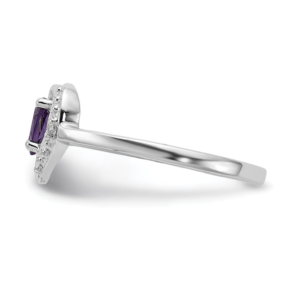 14k White Gold Polished .01ct. Diamond & 5x3 Pear Gemstone Heart Ring Mount-X9729