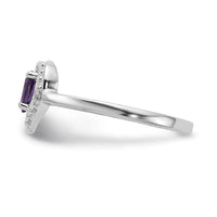 14k White Gold Polished .01ct. Diamond & 5x3 Pear Gemstone Heart Ring Mount-X9729