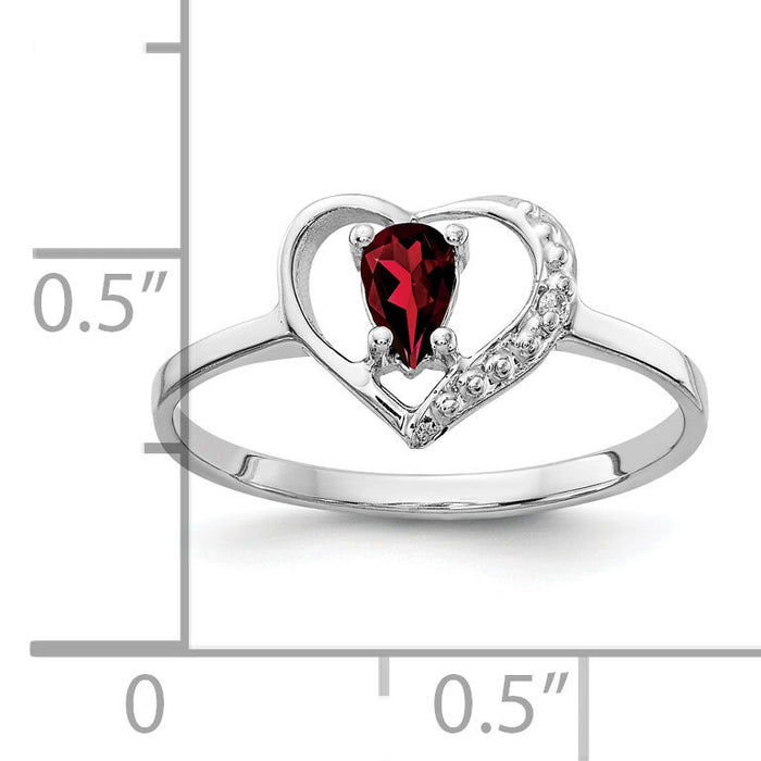 14k White Gold 5x3mm Pear Garnet AA Diamond ring-X9729GA/AA