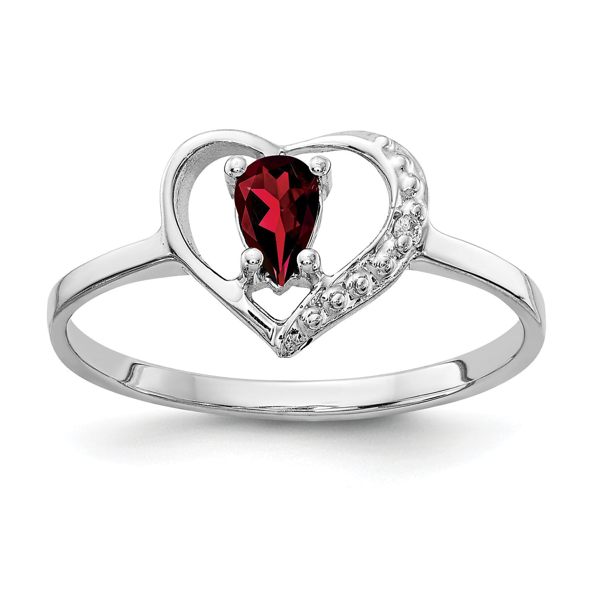 14k White Gold 5x3mm Pear Garnet AA Diamond ring-X9729GA/AA