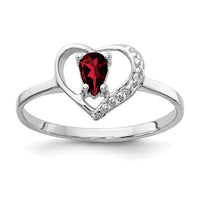 14k White Gold 5x3mm Pear Garnet AA Diamond ring-X9729GA/AA