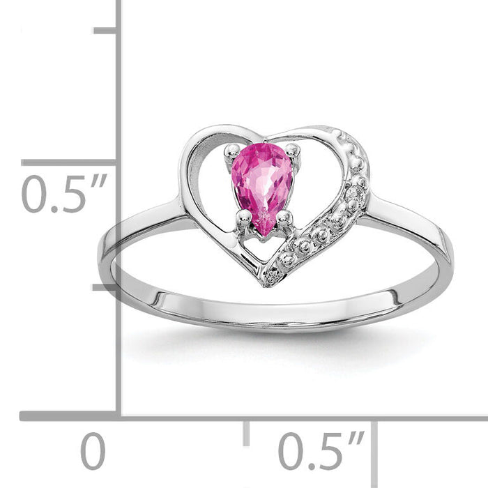 14k White Gold 5x3mm Pear Pink Sapphire AA Diamond ring-X9729SP/AA