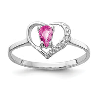 14k White Gold 5x3mm Pear Pink Sapphire AA Diamond ring-X9729SP/AA