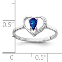 14k White Gold 5x3mm Pear Sapphire AA Diamond ring-X9729S/AA