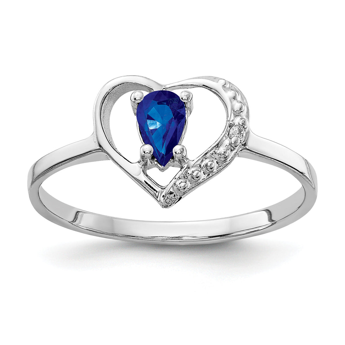14k White Gold 5x3mm Pear Sapphire AA Diamond ring-X9729S/AA