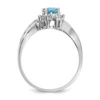 14k White Gold Polished .06ct. Diamond & 6x4 Oval Gemstone Filigree Ring Mo-X9734