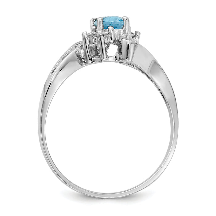 14k White Gold Polished .06ct. Diamond & 6x4 Oval Gemstone Filigree Ring Mo-X9734
