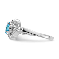 14k White Gold Polished .06ct. Diamond & 6x4 Oval Gemstone Filigree Ring Mo-X9734