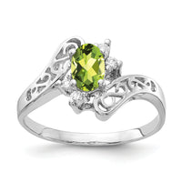 14k White Gold 6x4mm Oval Peridot AA Diamond ring-X9734PE/AA