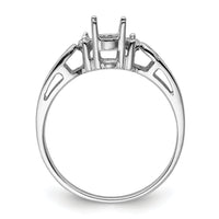 14k White Gold Polished .04ct. Diamond & 6x4 Oval Gemstone Ring Mounting-X9735