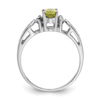14k White Gold 6x4mm Oval Peridot AA Diamond ring-X9735PE/AA