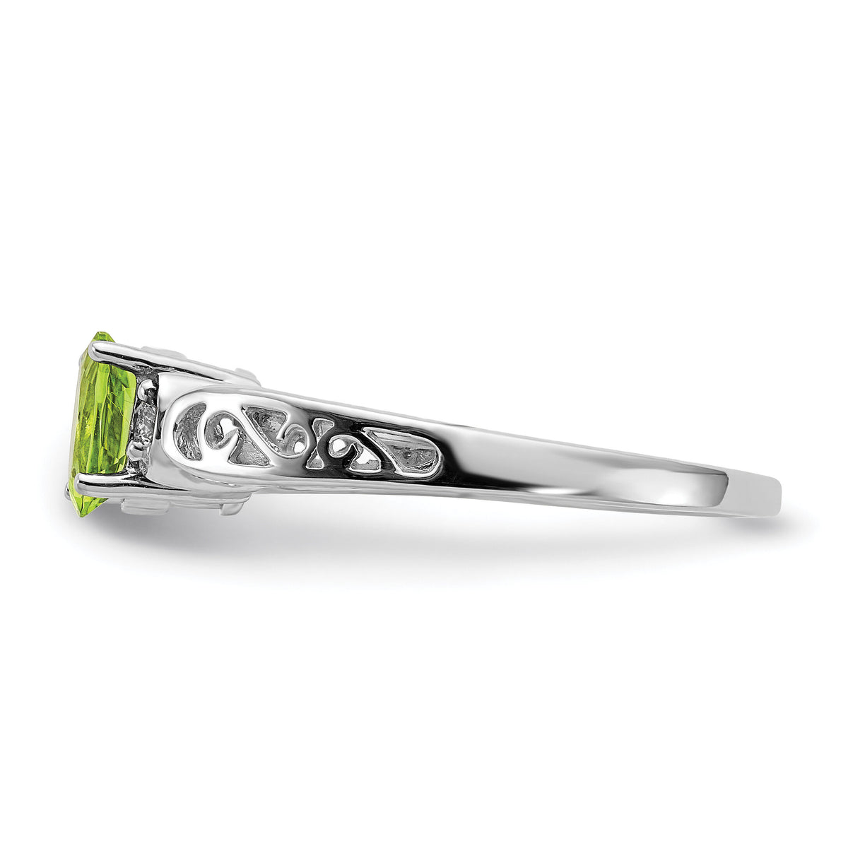 14k White Gold 6x4mm Oval Peridot AA Diamond ring-X9735PE/AA