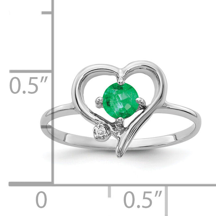 14k White Gold 4mm Emerald AA Diamond ring-X9737E/AA