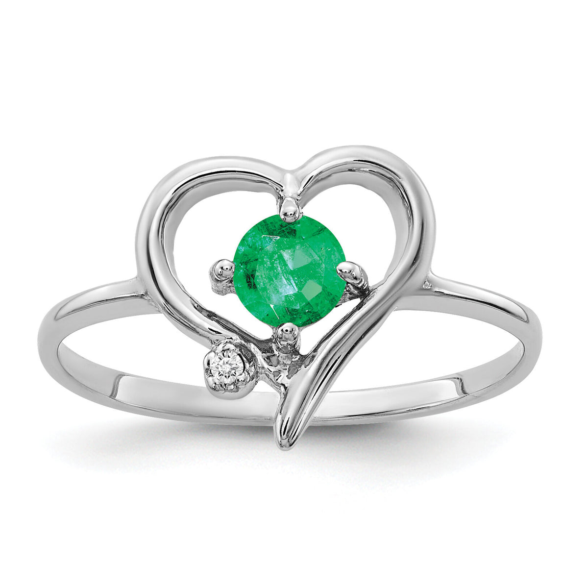 14k White Gold 4mm Emerald AA Diamond ring-X9737E/AA