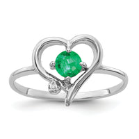 14k White Gold 4mm Emerald AA Diamond ring-X9737E/AA