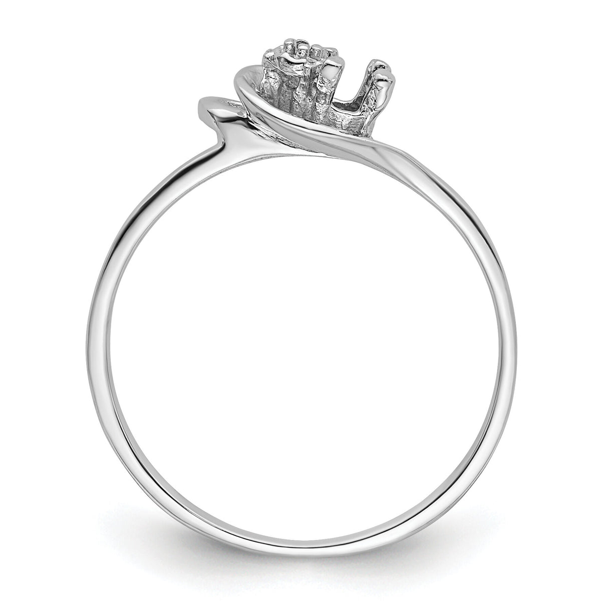 14k White Gold Polished .004ct. Diamond & 3mm Round Gemstone Ring Mounting-X9739