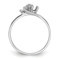 14k White Gold Polished .004ct. Diamond & 3mm Round Gemstone Ring Mounting-X9739