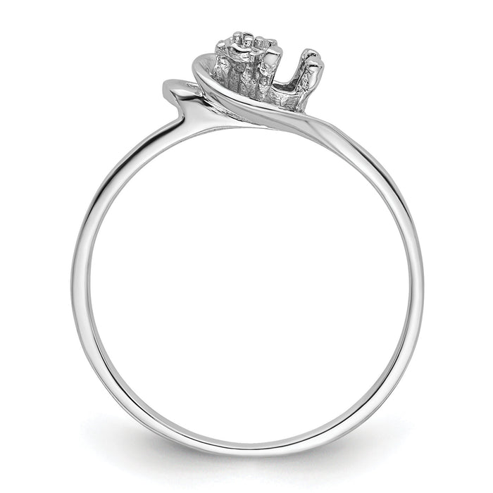 14k White Gold Polished .004ct. Diamond & 3mm Round Gemstone Ring Mounting-X9739