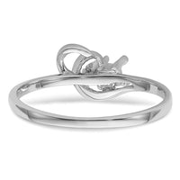 14k White Gold Polished .004ct. Diamond & 3mm Round Gemstone Ring Mounting-X9739