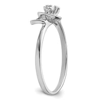 14k White Gold Polished .004ct. Diamond & 3mm Round Gemstone Ring Mounting-X9739