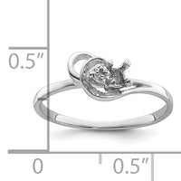 14k White Gold Polished .004ct. Diamond & 3mm Round Gemstone Ring Mounting-X9739