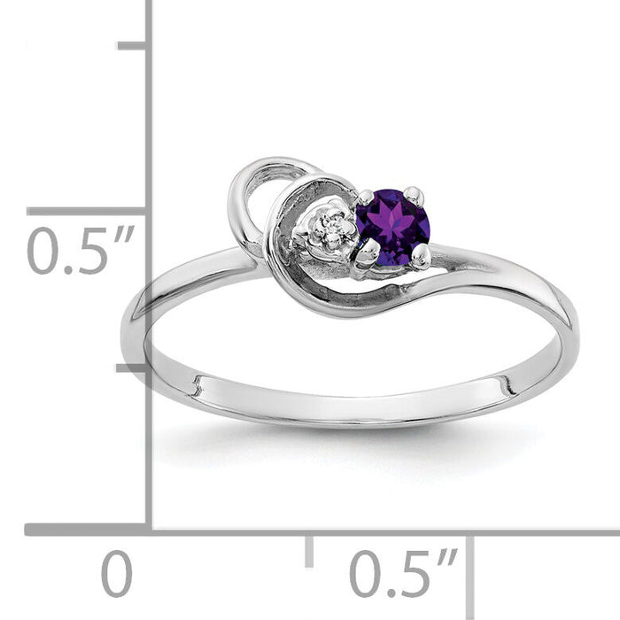 14k White Gold 3mm Amethyst AA Diamond ring-X9739AM/AA