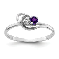 14k White Gold 3mm Amethyst AA Diamond ring-X9739AM/AA