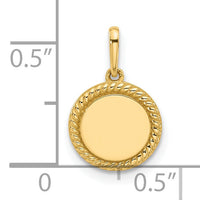 14K Polished Round with Rope Border Charm-XAC1011