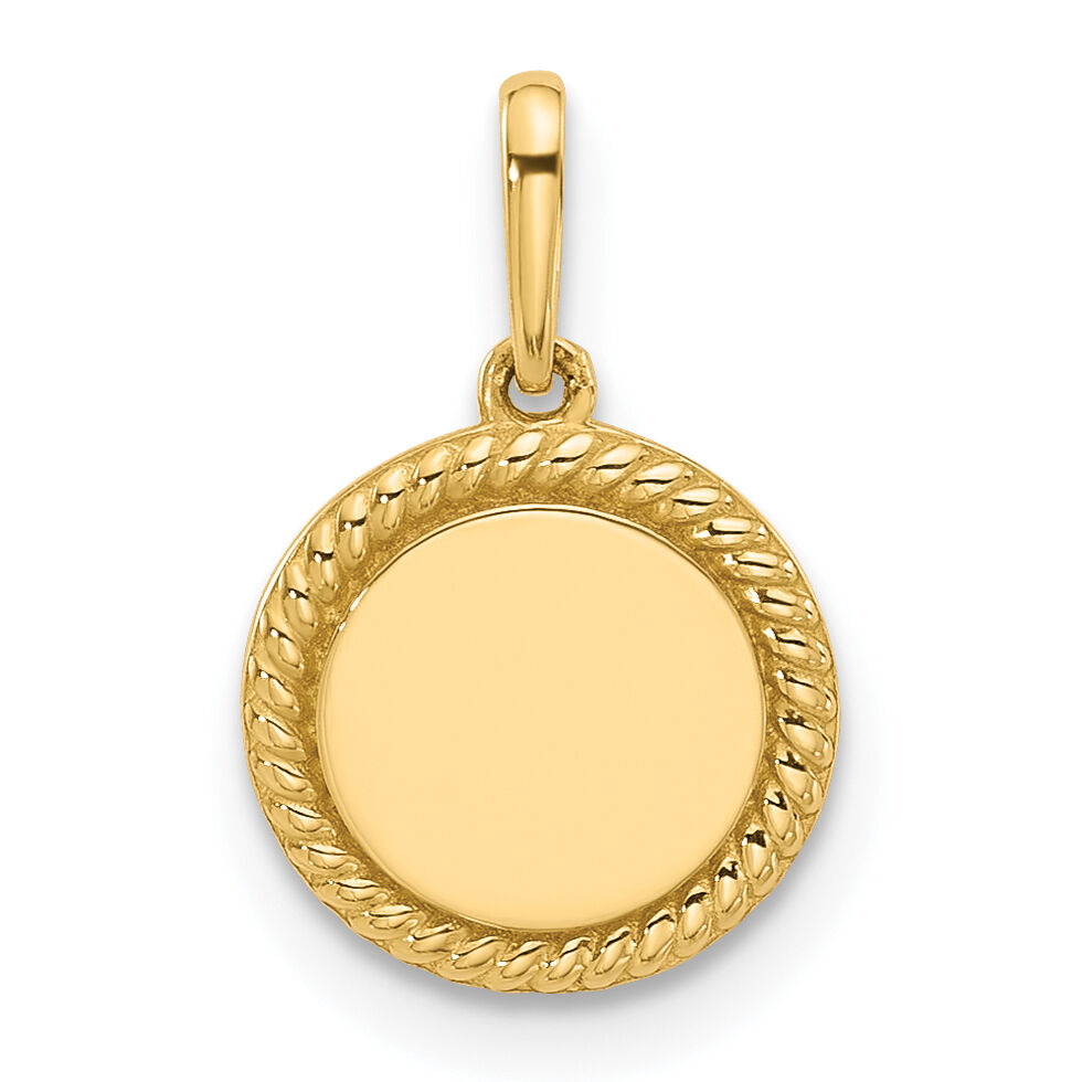14K Polished Round with Rope Border Charm-XAC1011