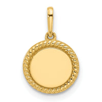 14K Polished Round with Rope Border Charm-XAC1011