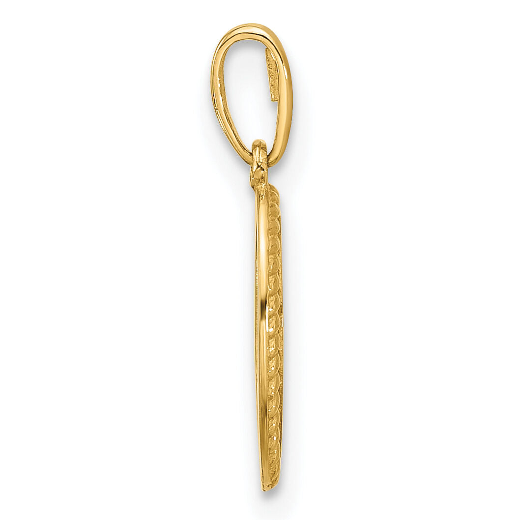 14K Polished Oval with Rope Border Charm-XAC1012