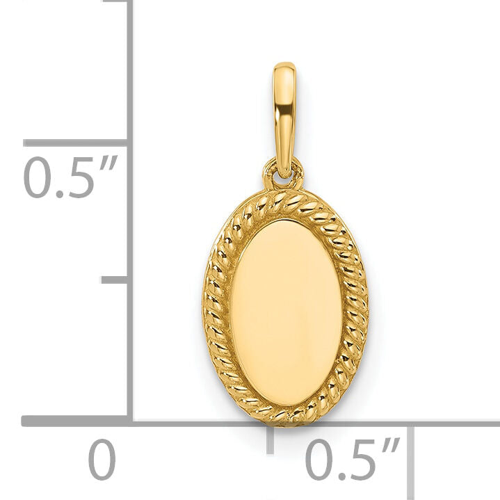 14K Polished Oval with Rope Border Charm-XAC1012