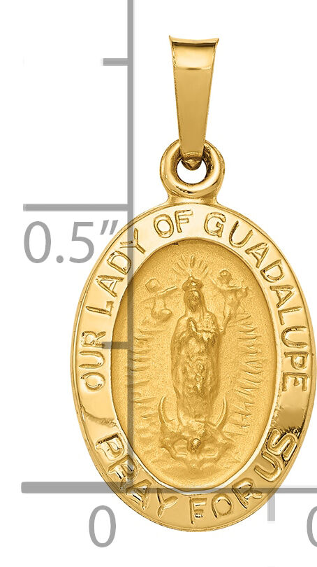 14k Hollow Our Lady Of Guadalupe Medal Charm-XAC215
