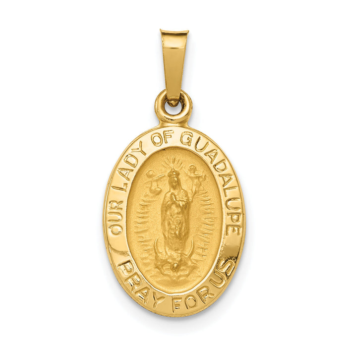 14k Hollow Our Lady Of Guadalupe Medal Charm-XAC215