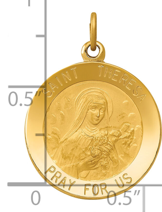 14k Saint Theresa Medal Charm-XAC224