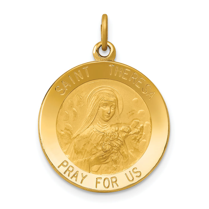 14k Saint Theresa Medal Charm-XAC224