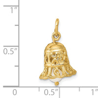 14k 3D Wedding Bell w/ Fresh Water Cultured Pearl Charm-XAC278