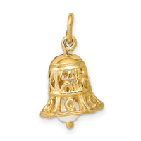 14k 3D Wedding Bell w/ Fresh Water Cultured Pearl Charm-XAC278