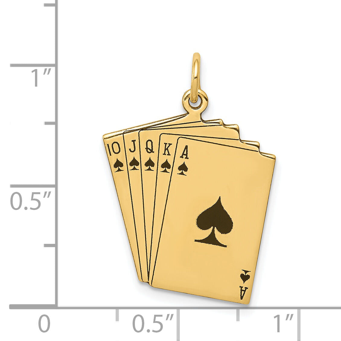 14k Enameled Royal Flush Playing Cards Charm-XAC334